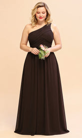 Elegant Long One Shoulder Chiffon Bridesmaid Dress